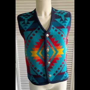 vintage 80s vest reversible Southwest style Wool No Tags  Pendleton ? M/L